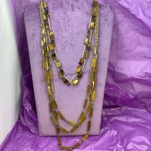 Vintage Gold Art Glass Long Beads Two necklaces